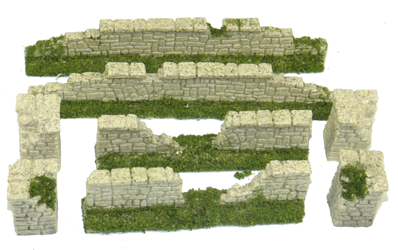 1286-Farm Stone Wall Ruin Set Sandstone