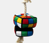 Robix Cube Dog Toy Premium Interactive Plush w/ Tug Rope & Squeaker