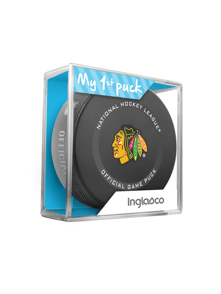 Chicago Blackhawks My First Official Puck In Case Baby Boy Blue