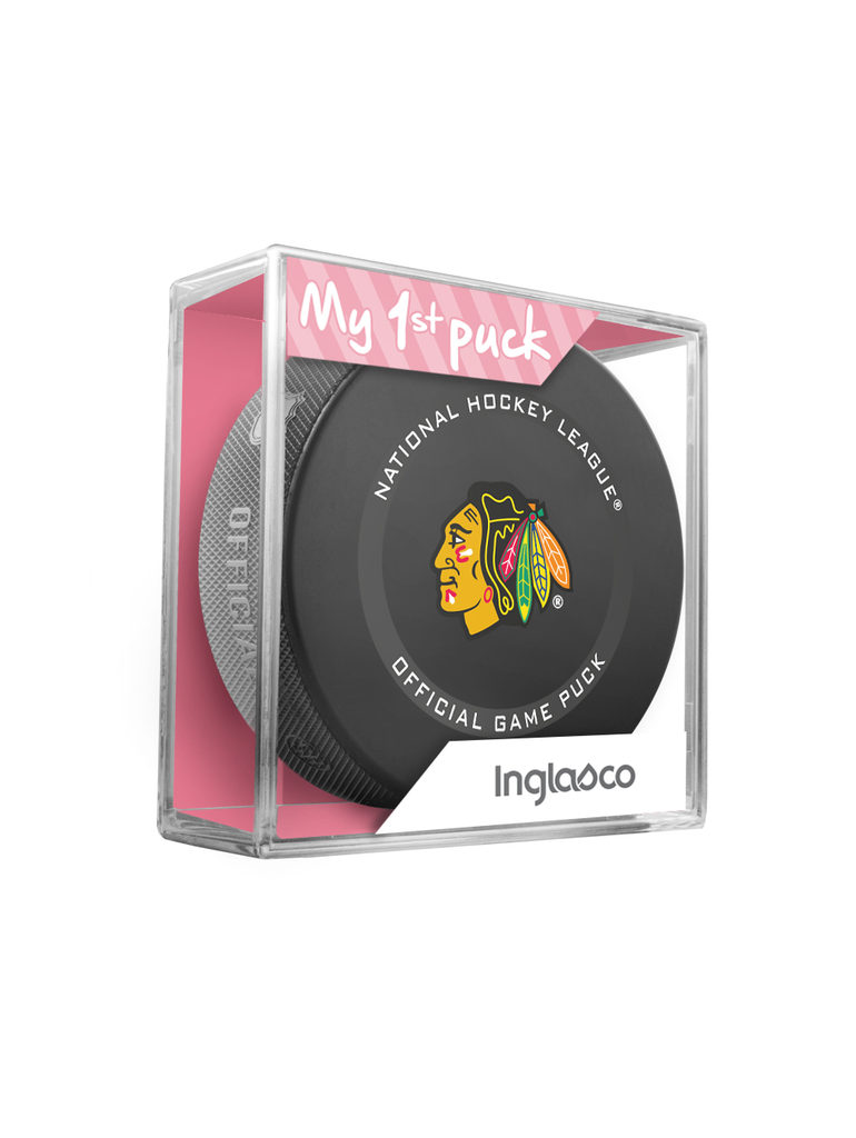 Chicago Blackhawks My First Official Puck In Case Baby Girl Pink