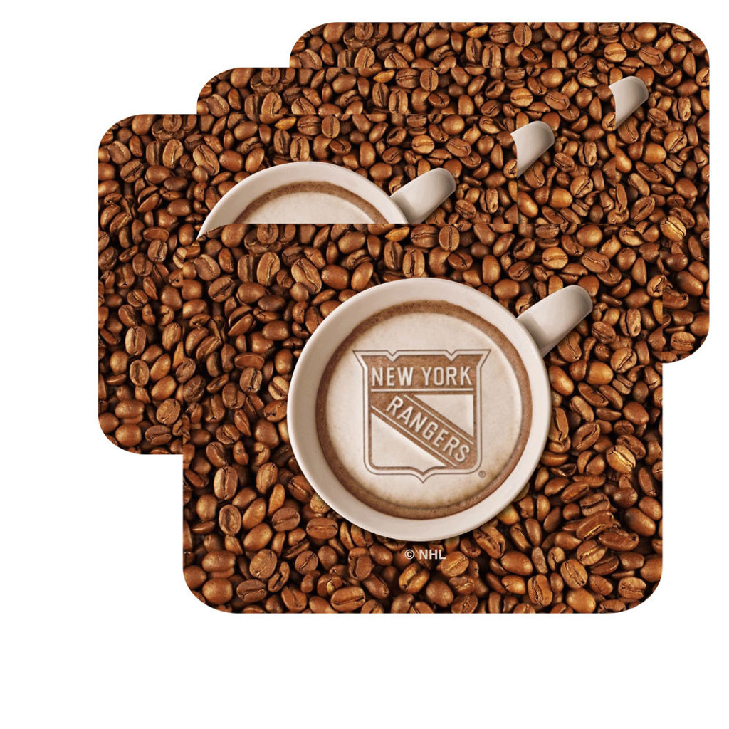 New York Rangers Latteam Coffee Art 4pk Coaster Set Packaged