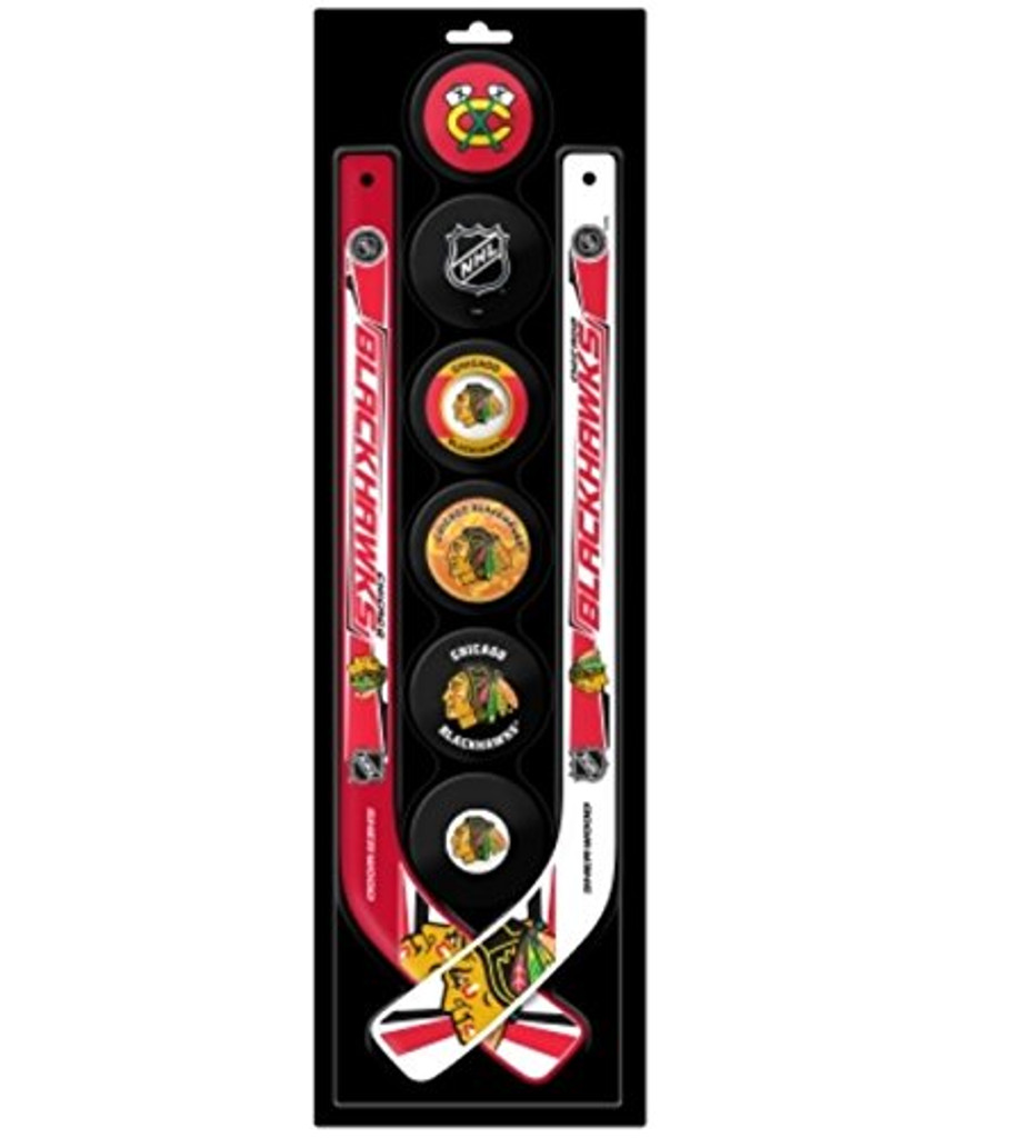 Chicago Blackhawks Knee Hockey Mini Stick Foam Puck Set