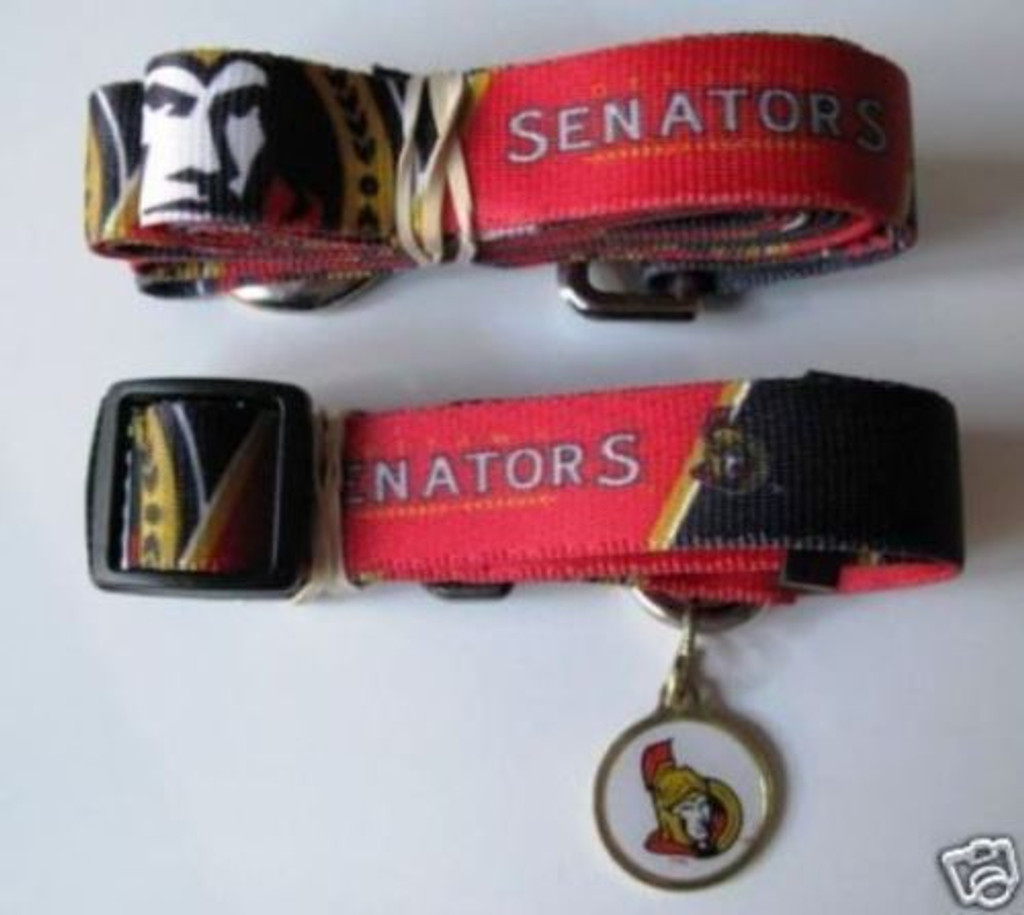 Ottawa Senators Dog 3pc Pet Set Leash Collar ID Tag