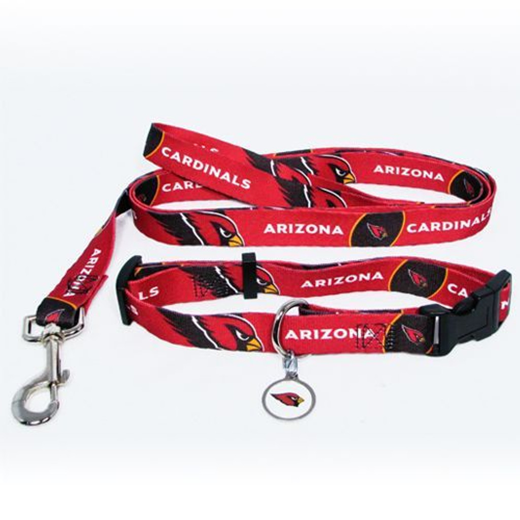 Arizona Cardinals Dog 3pc Pet Set Leash Collar ID Tag