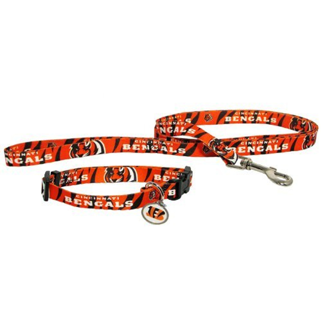 Cincinnati Bengals Dog 3pc Pet Set Leash Collar ID Tag