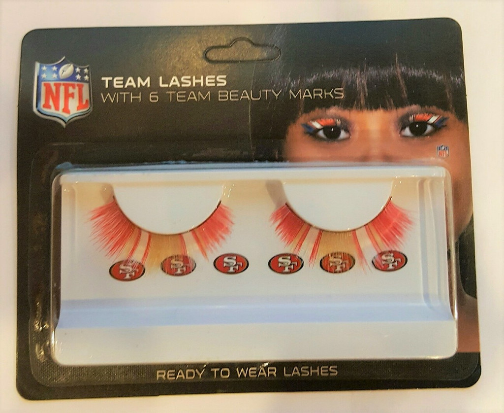 San Francisco 49ers Team Color Eyelash Extensions w/ Logo Beauty Marks