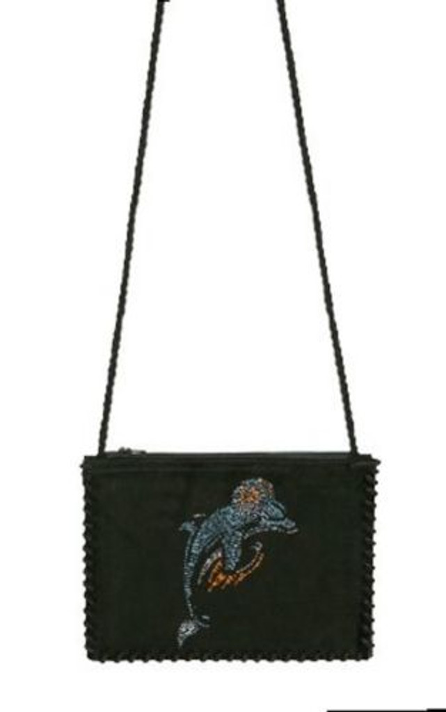 Miami Dolphins Suede and Crystal Side Bag Purse