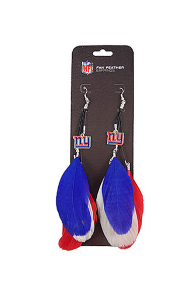 New York Giants  Feather Earrings w/ Charms