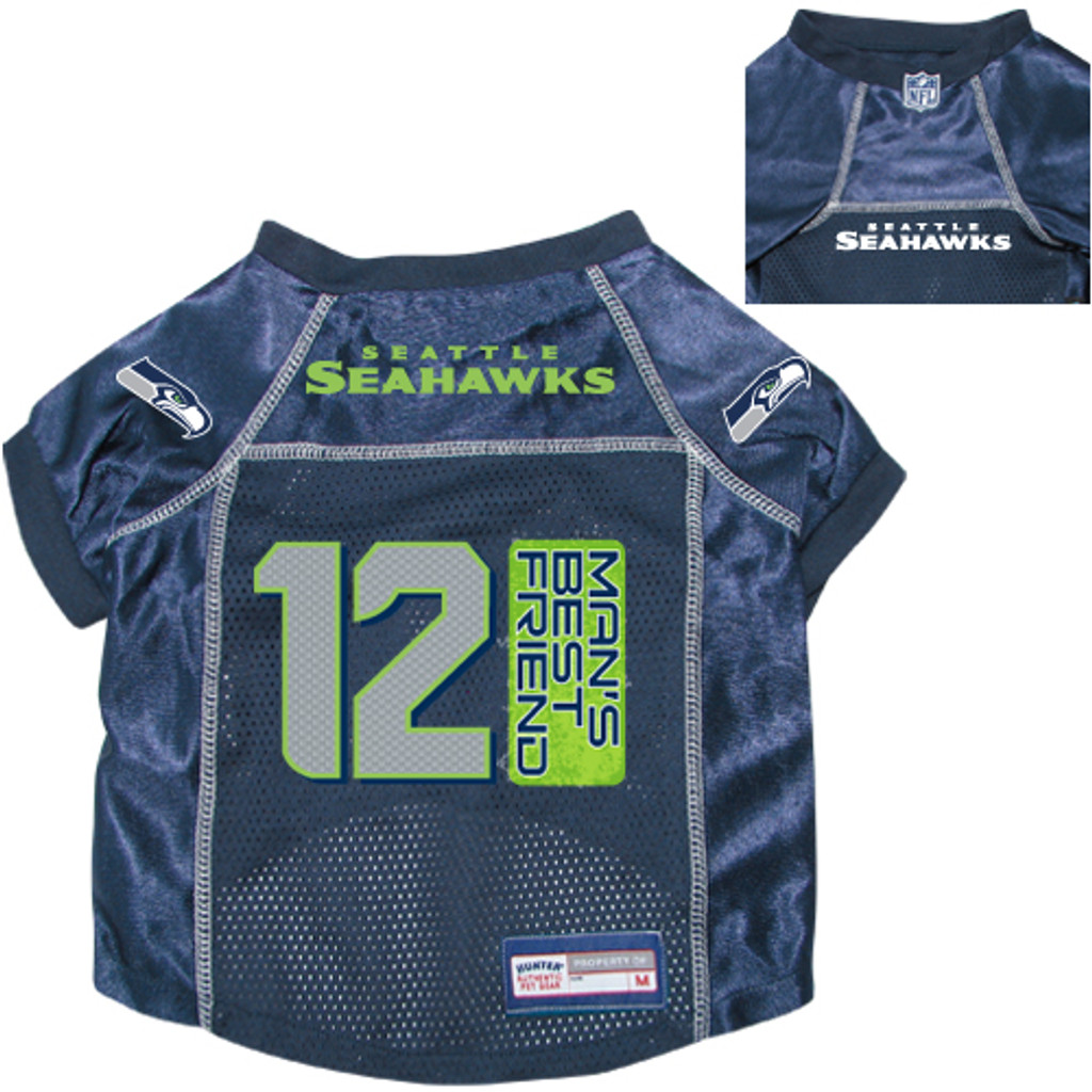 Seattle Seahawks Dog Pet Premium 12th Man's Best Friend Mesh Football Jersey 