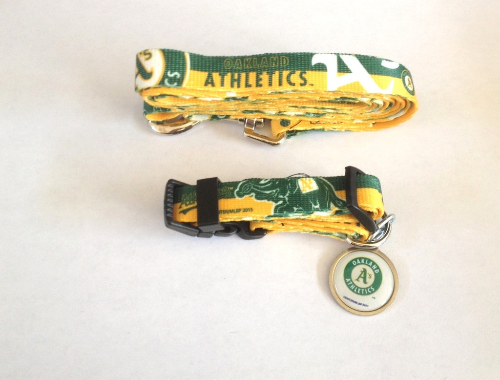 Oakland A's Athletics Dog 3pc Pet Set Leash Collar ID Tag