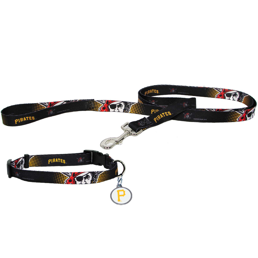 Pittsburgh Pirates Dog 3pc Pet Set Leash Collar ID Tag