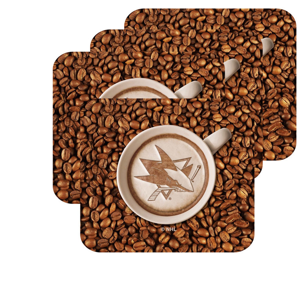 San Jose Sharks Latteam Coffee Art 4pk Coaster Set Packaged