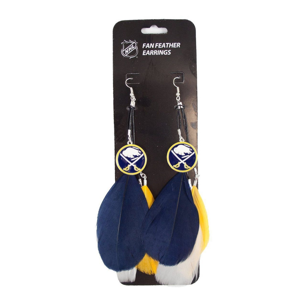 Buffalo Sabres Feather Earrings w/ Charms