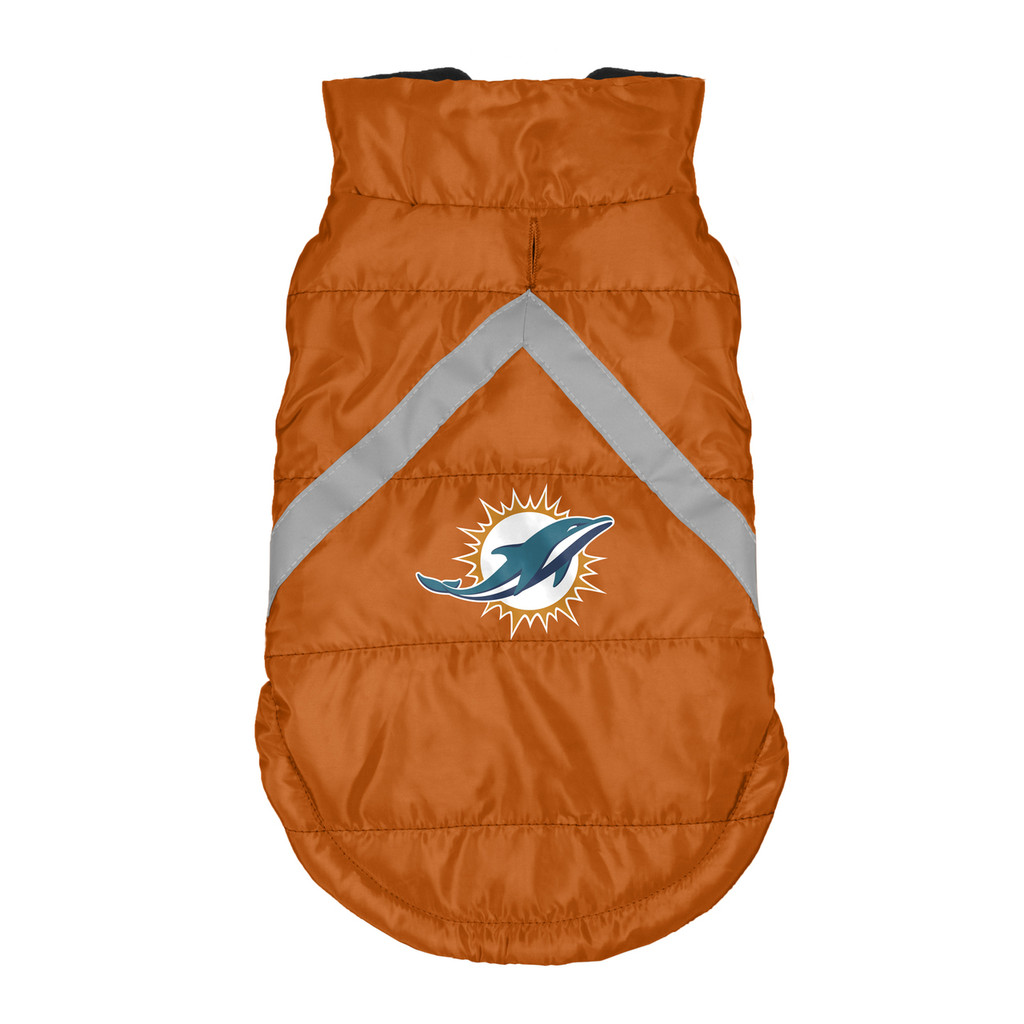 Miami Dolphins Dog Pet Premium Puffer Vest Reflective Jacket