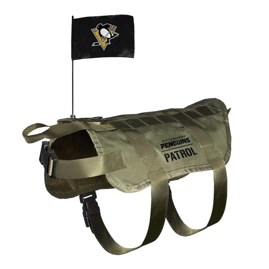 Pittsburgh Penguins Dog Pet Premium Tactical Vest Harness w/ Flag