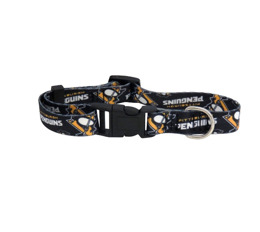 Pittsburgh Penguins Dog Pet Adjustable Nylon Logo Collar 