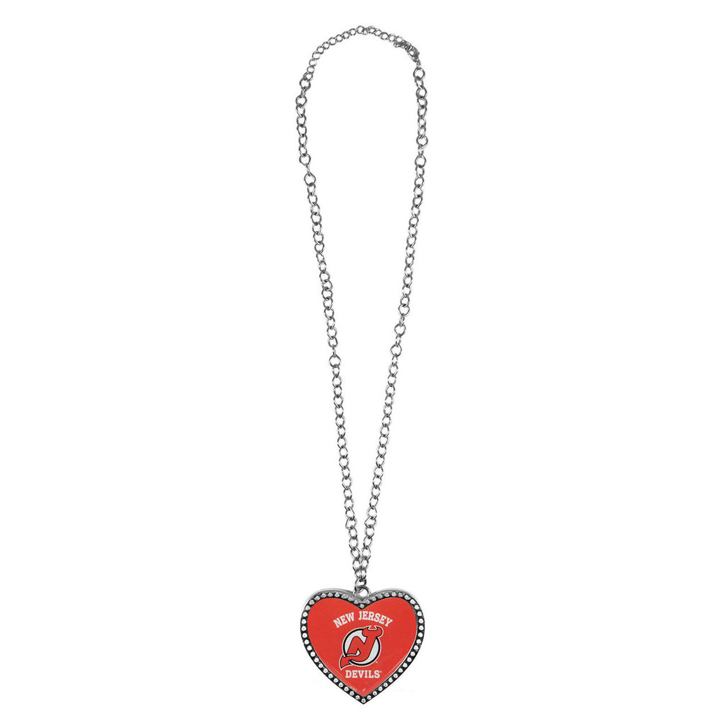 New Jersey Devils Crystal Heart Necklace Large