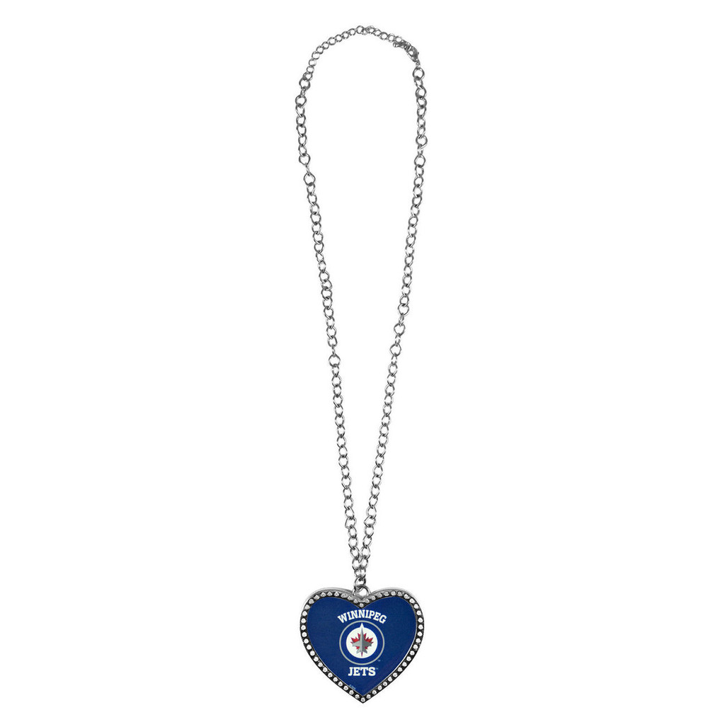 Winnipeg Jets Crystal Heart Necklace Large