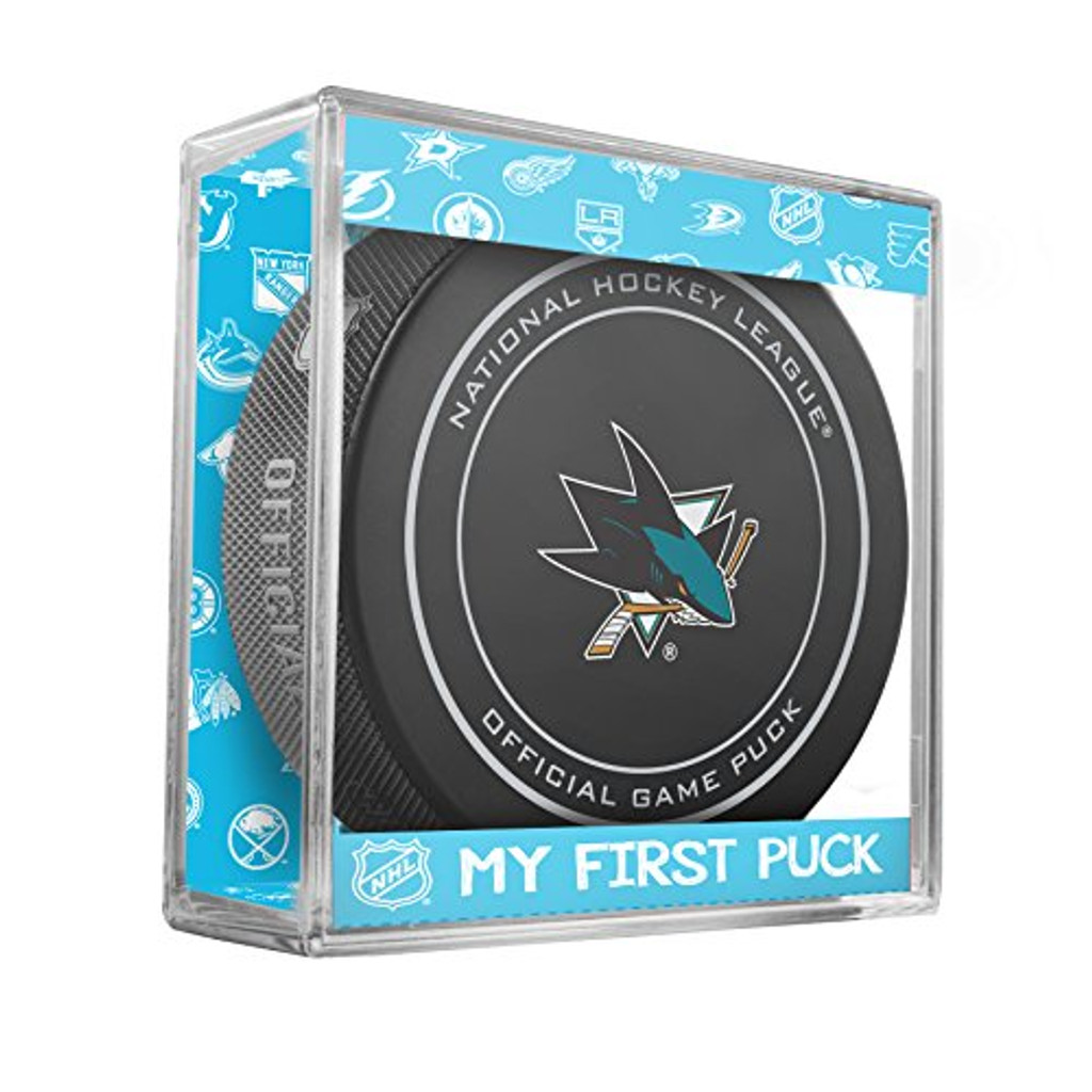 San Jose Sharks My First Official Puck In Case Baby Boy Blue