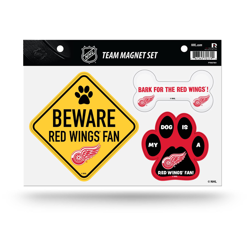 Detroit Red Wings Pet Dog Magnet Set Beware Fan