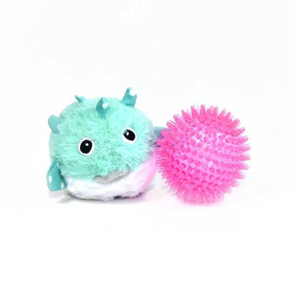 Pricklets Puffer Fish Premium Dog Toy Interactive Removable Spiky Ball