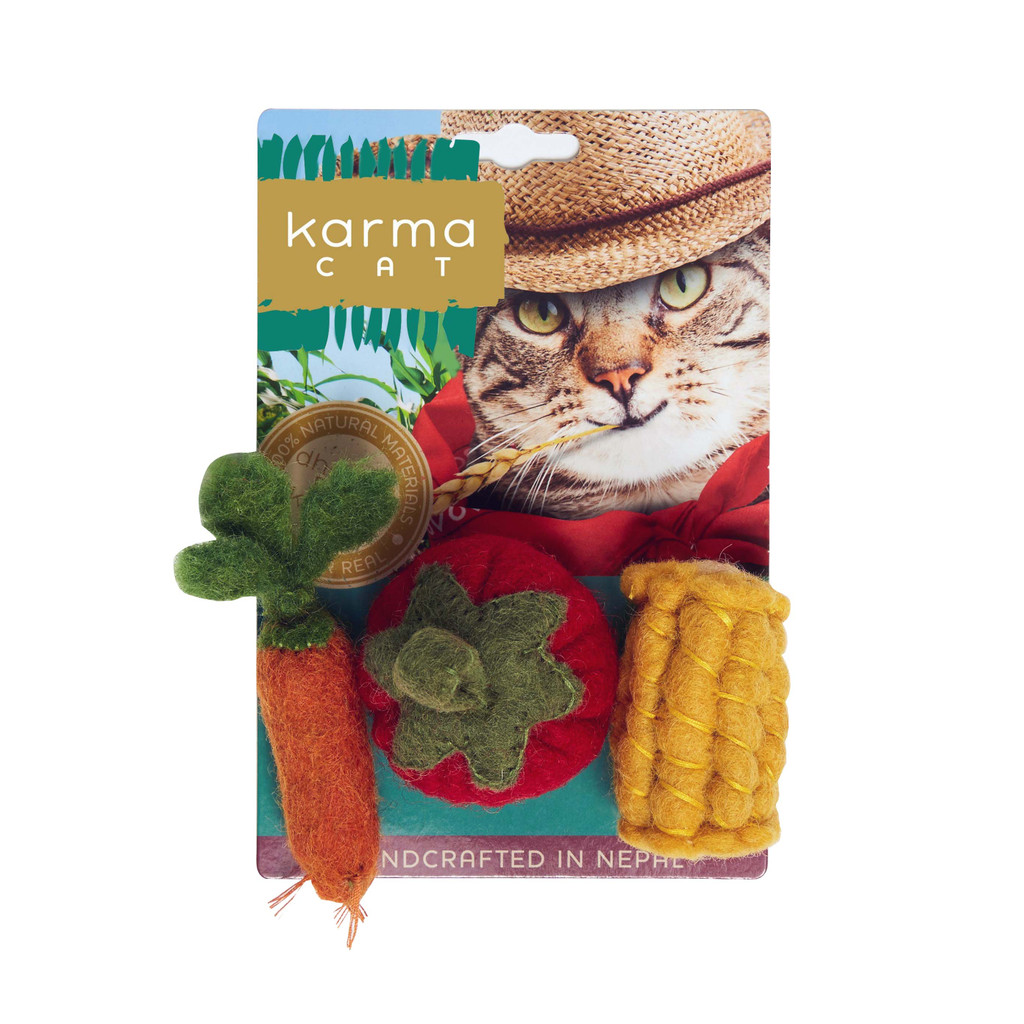 Natural Veggies Cat Toy 3pk Non-Toxic Wool