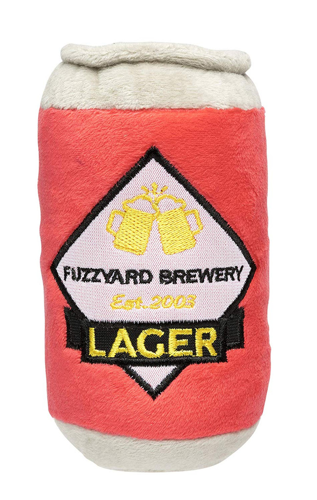 Lager Beer Can Dog Toy Premium Plush w/ Squeaker Non Toxic