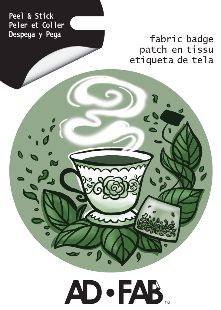 Tea Lover Ad Fab Badge Adhesive Fabric Sticker