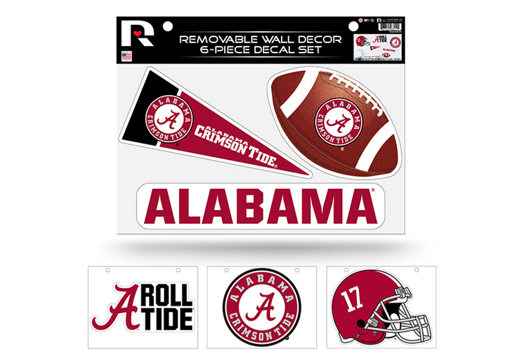 Alabama Crimson Tide Removable Wall Decor 6pc Set Premium Decals