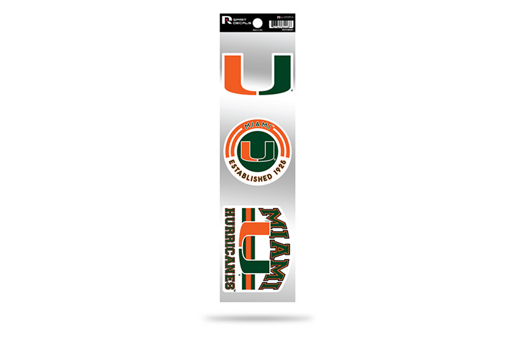 Miami Hurricanes 3pc Retro Spirit Decals Premium Throwback Stickers