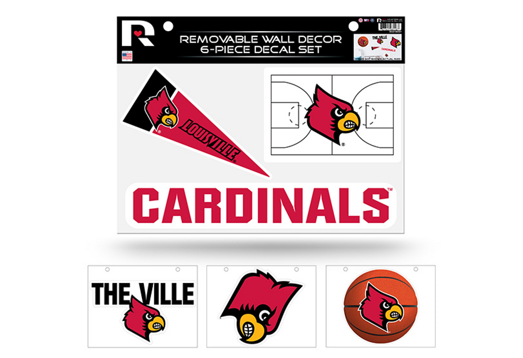 Louisville Cardinals Removable Wall Decor 6pc Set Premium Decals