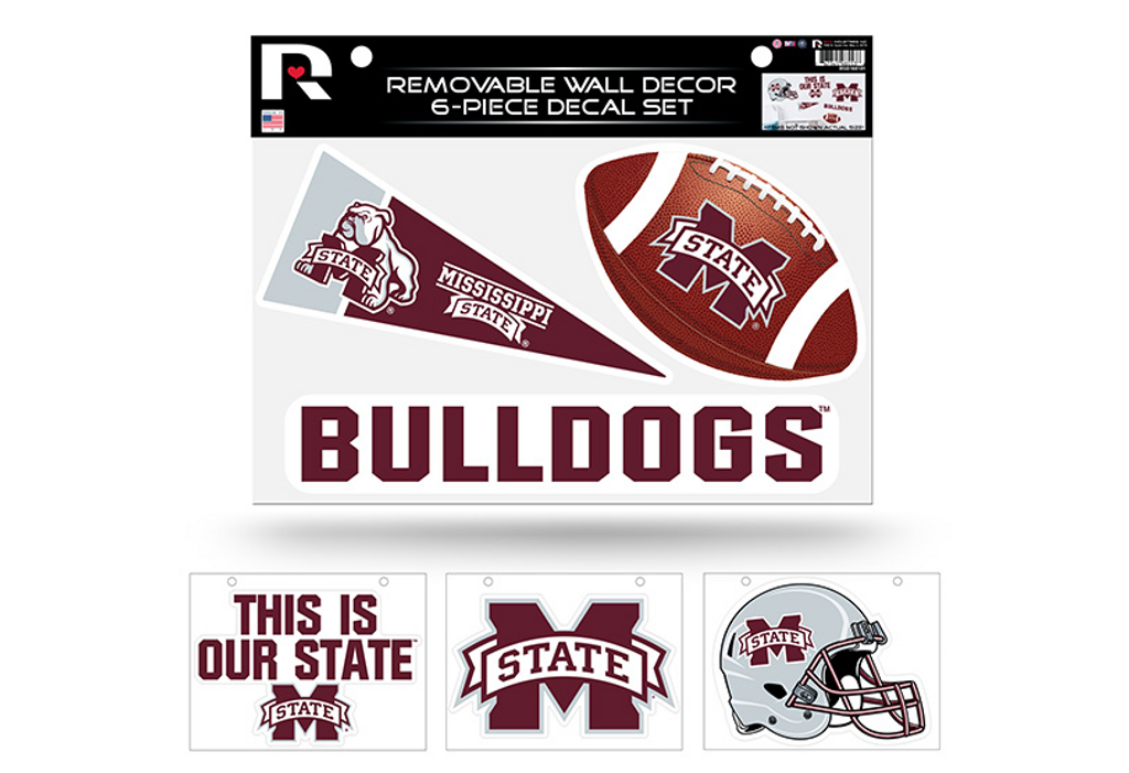 Mississippi State Bulldogs Removable Wall Decor 6pc Set Premium Decals