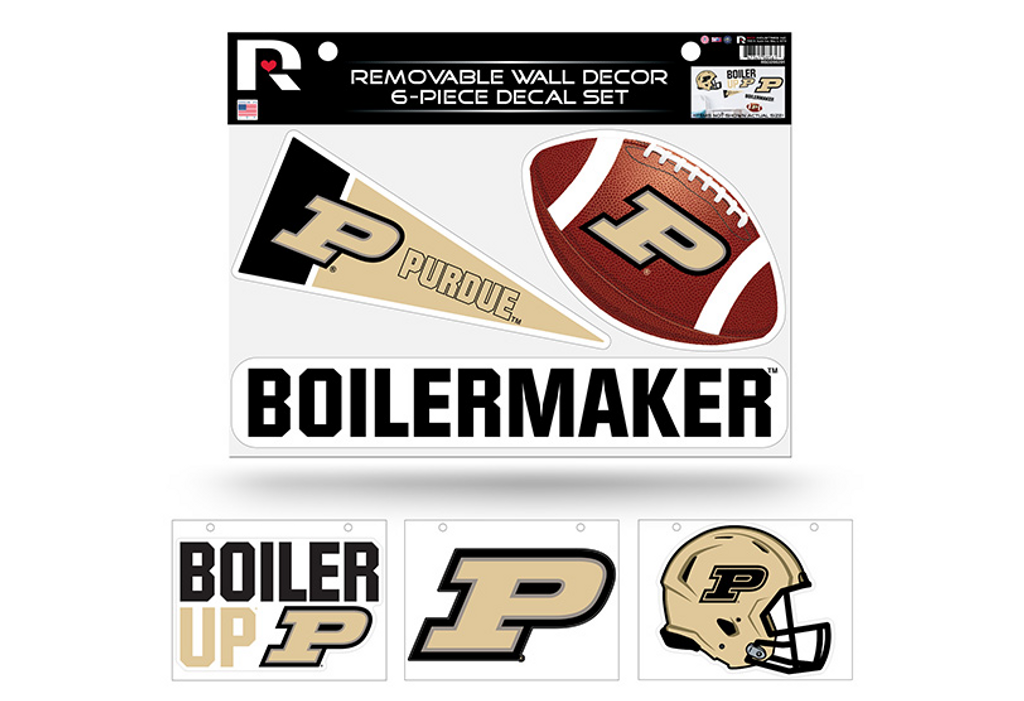 Purdue Boilermakers Removable Wall Decor 6pc Set Premium Decals