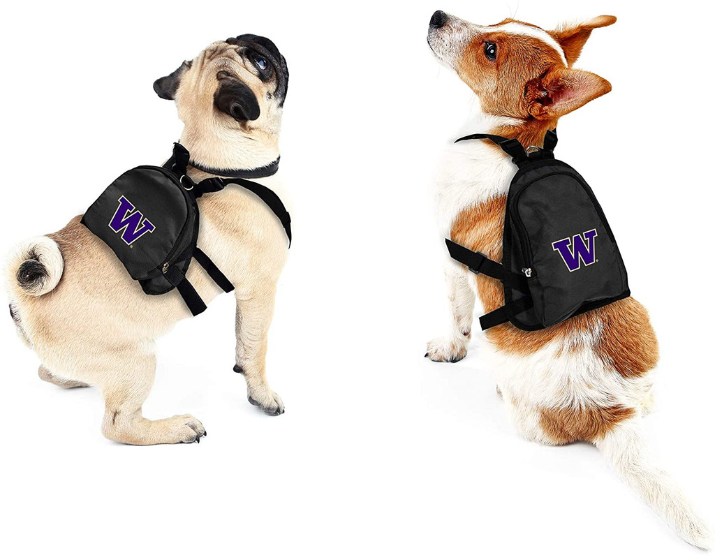Washington Huskies Dog Cat Mini Backpack Harness w/ Leash  