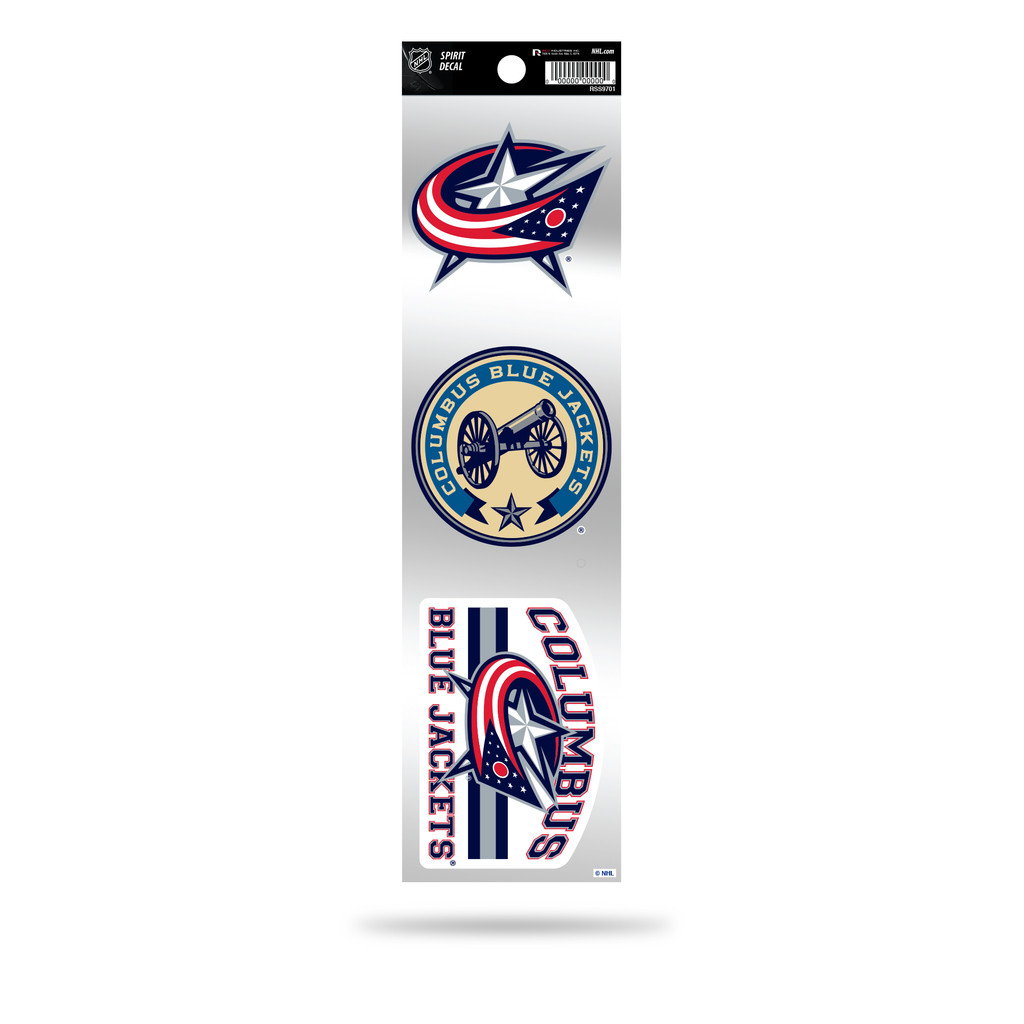 Columbus Blue Jackets 3pc Retro Spirit Decals Premium Throwback Stickers