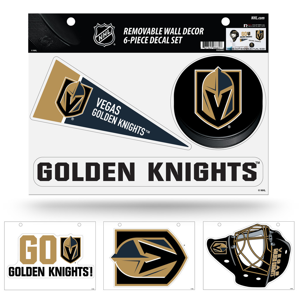 Vegas Golden Knights Removable Wall Decor 6pc Set Premium Decals