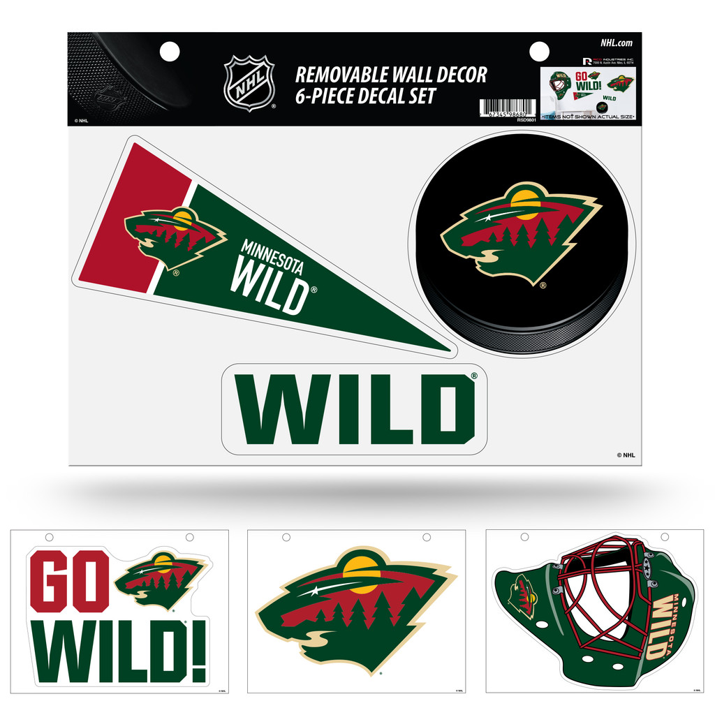 Minnesota Wild Removable Wall Decor 6pc Set Premium Decals