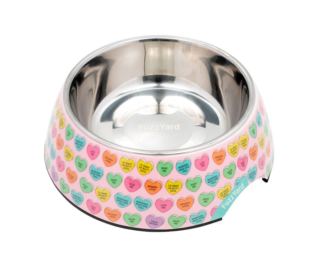 Candy Hearts Easy Feeder Dog Bowl True Woof Puppy Love