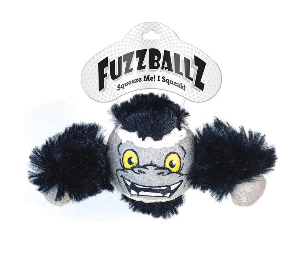 Fuzzballz Gorilla Dog Toy Mini Tennis Ball w/ Plush & Squeaker