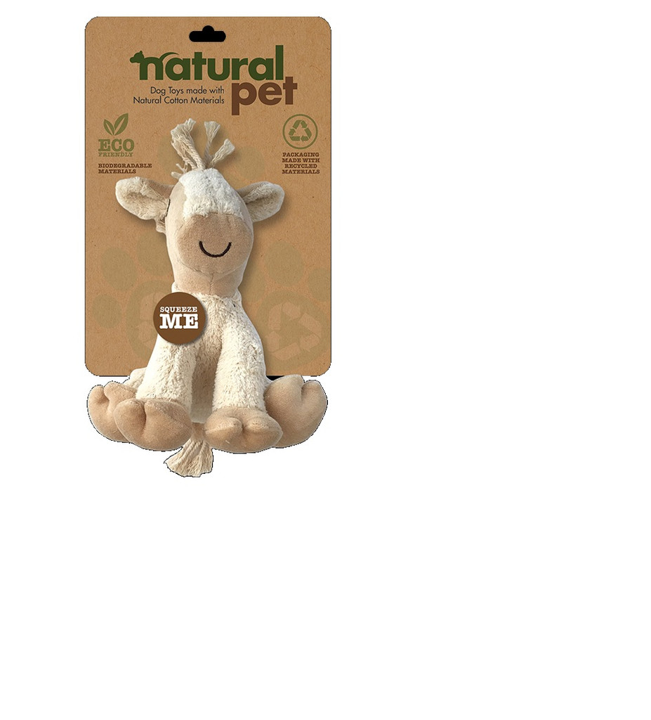 Natural Pet Horse Dog Toy Premium Soft Plush w/ Squeaker
