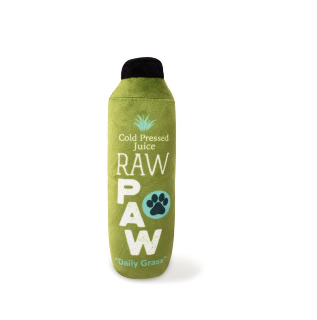 Raw Paw Green Juice Dog Toy Premium Plush w/ Squeaker & Crinkle