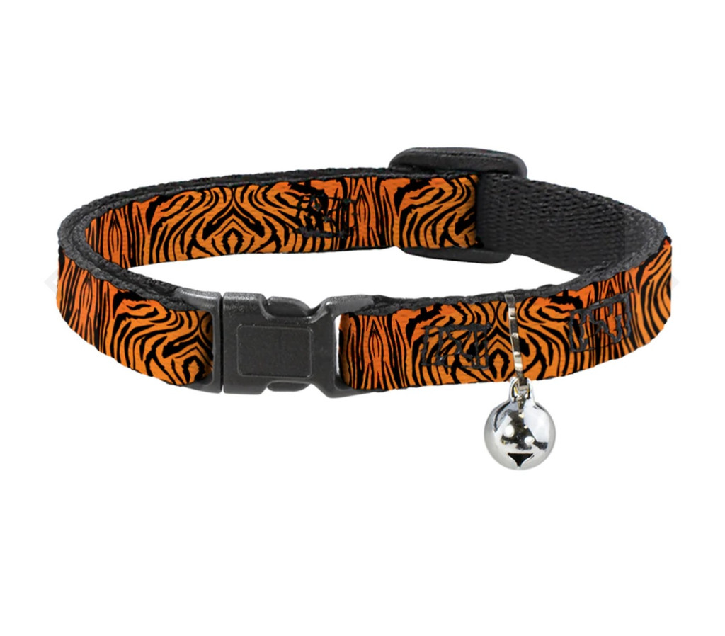 Tiger Orange/Black Cat Collar Premium Breakaway w/ Bell