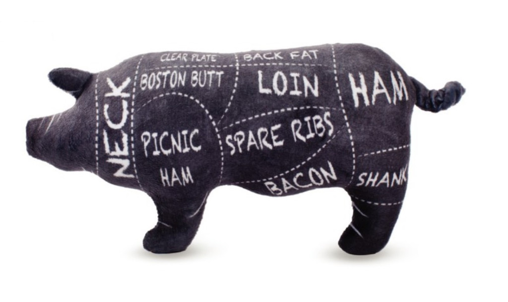 The Whole Hog Pig Dog Toy Butcher Guide Premium Plush 