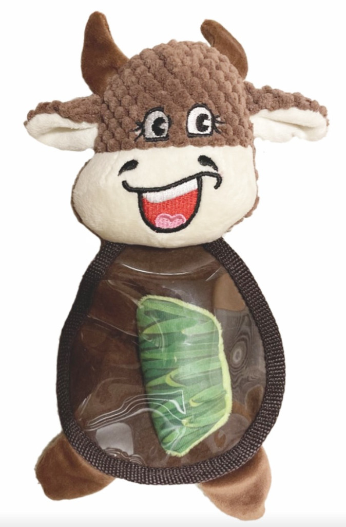 Cow & Grass Dog Toy Plush Fill My Tummy 2-in-1 w/ Squeakers