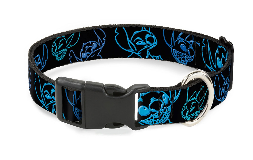 Electric Stitch Dog Collar Neon Blue Poses Premium Disney Licensed