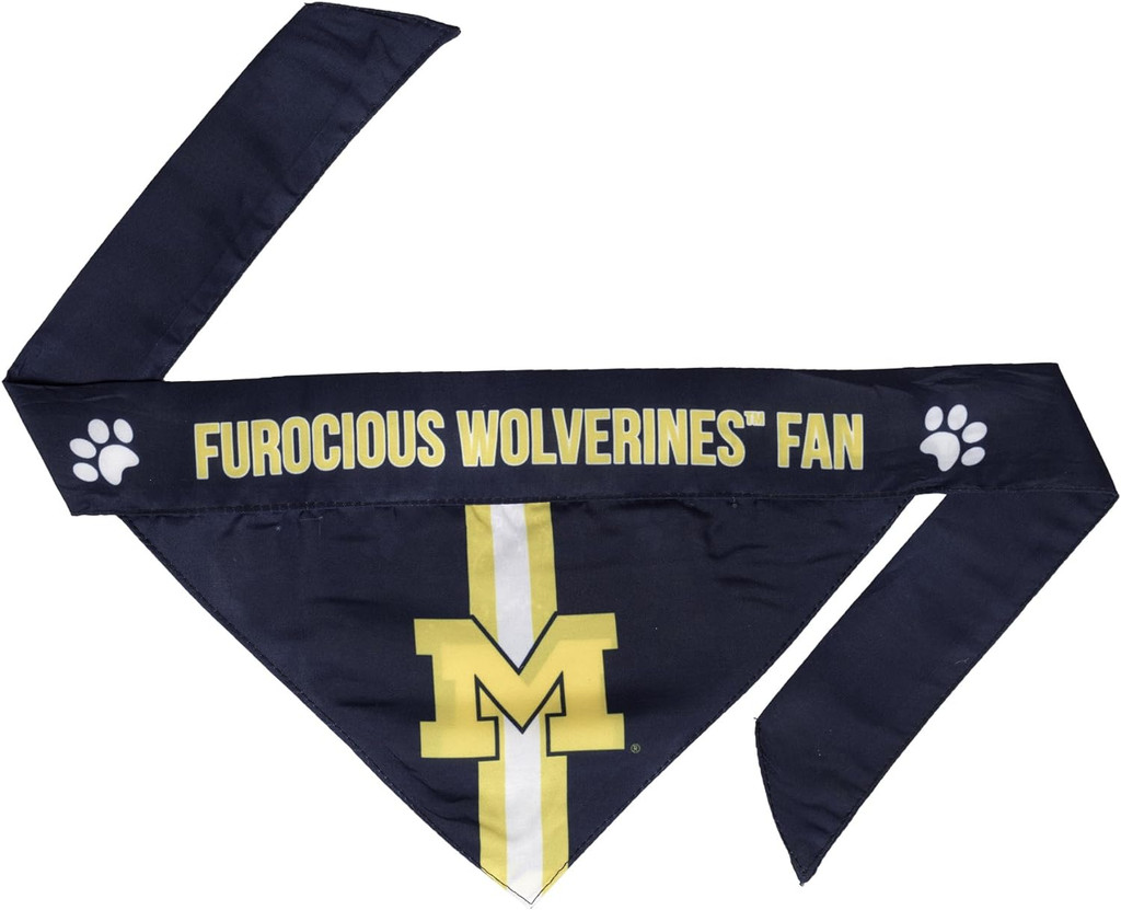 Michigan Wolverines Dog Cat Tie Bandana Furocious Fan Reversible