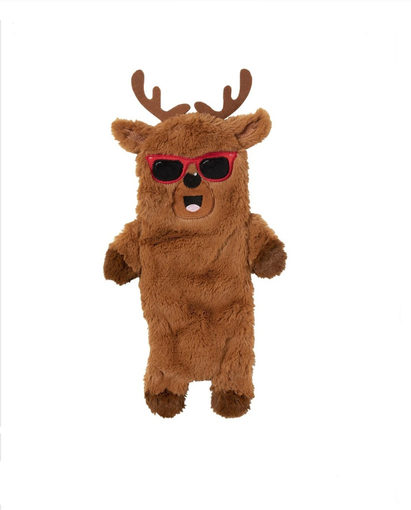Flatout Reindeer Dog Toy Christmas Plush w/ Squeaker Washable 