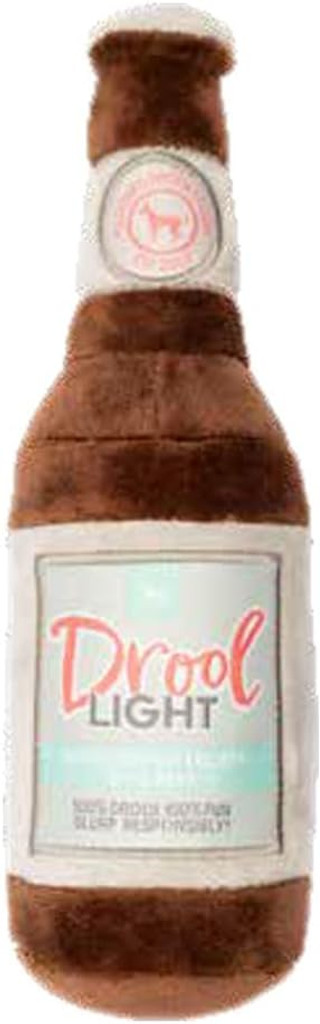 Drool Light Beer Dog Toy Premium Plush w/ Crinkle & Squeaker Washable