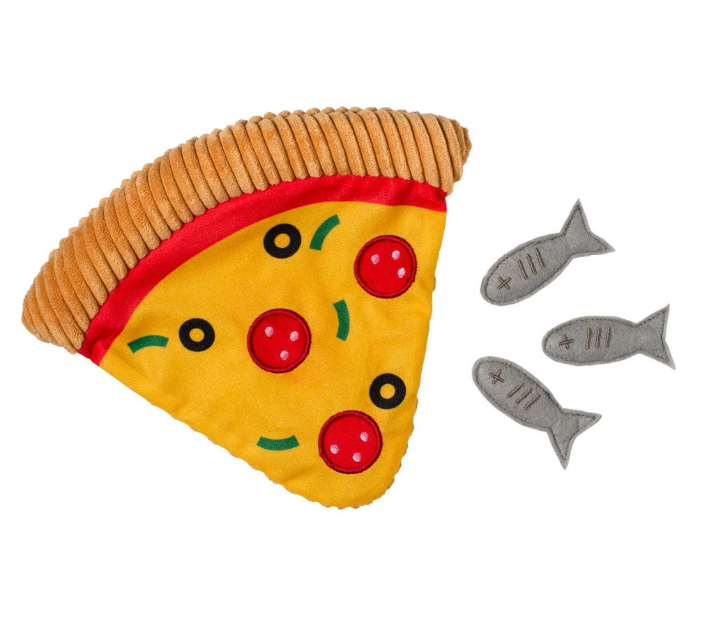 Peppurroni Pizza Cat Toy Sardines Set Interactive Plush w/ Catnip & Crinkle