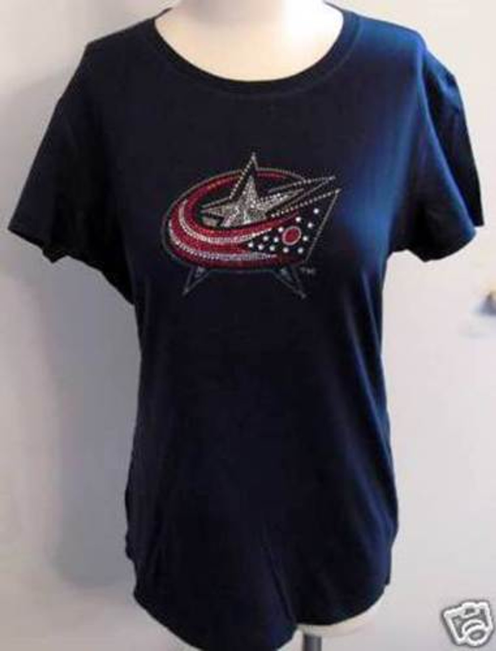 Columbus Blue Jackets Ice It Crystals Women's Babydoll Tee Shirt